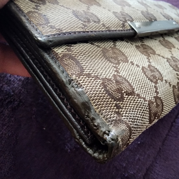 Gucci GG Monogram Womens Brown Canvas Long Bi-fold Wallet - Picture 8 of 16